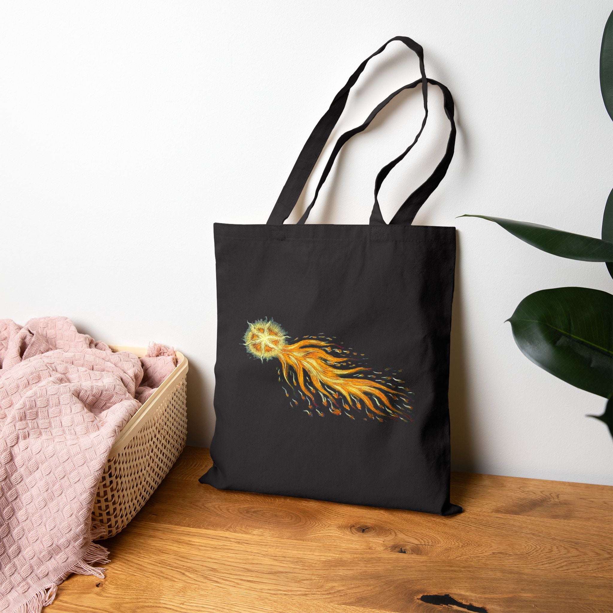 Halley's Comet Tote Bag | Cotton Canvas Astronomy Illustration