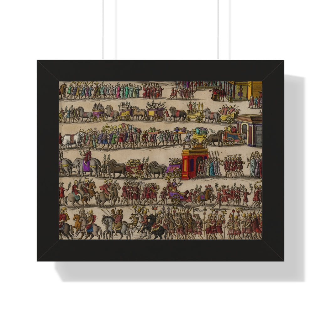 Roman Triumph Procession Framed Poster | Hand-Colored Engraving Print