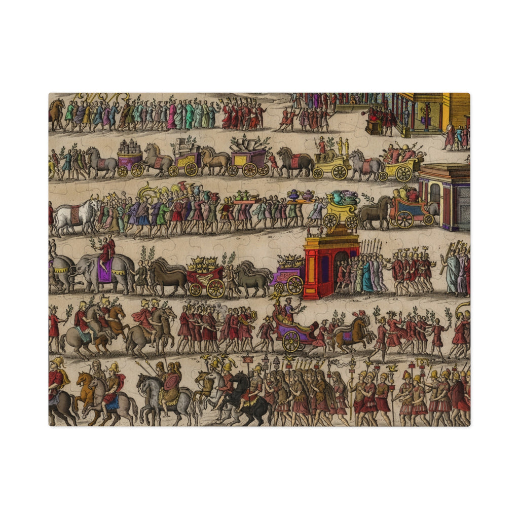 Roman Triumph Illustration Jigsaw Puzzle with Tin | Hand-Colored Engraving