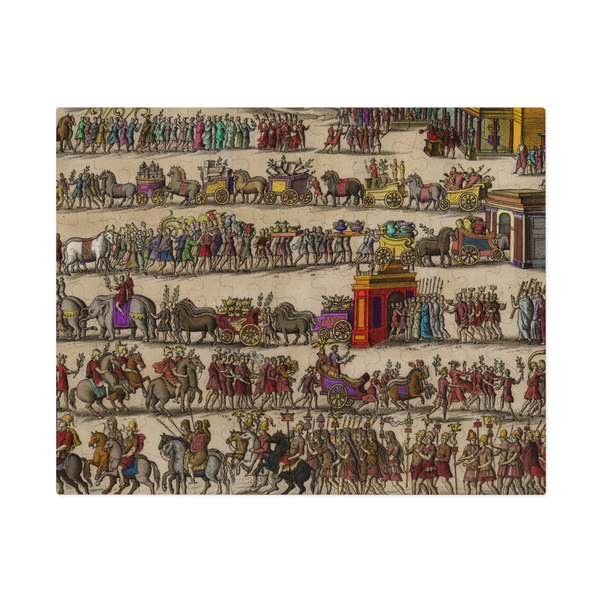Roman Triumph Illustration Jigsaw Puzzle with Tin | Hand-Colored Engraving