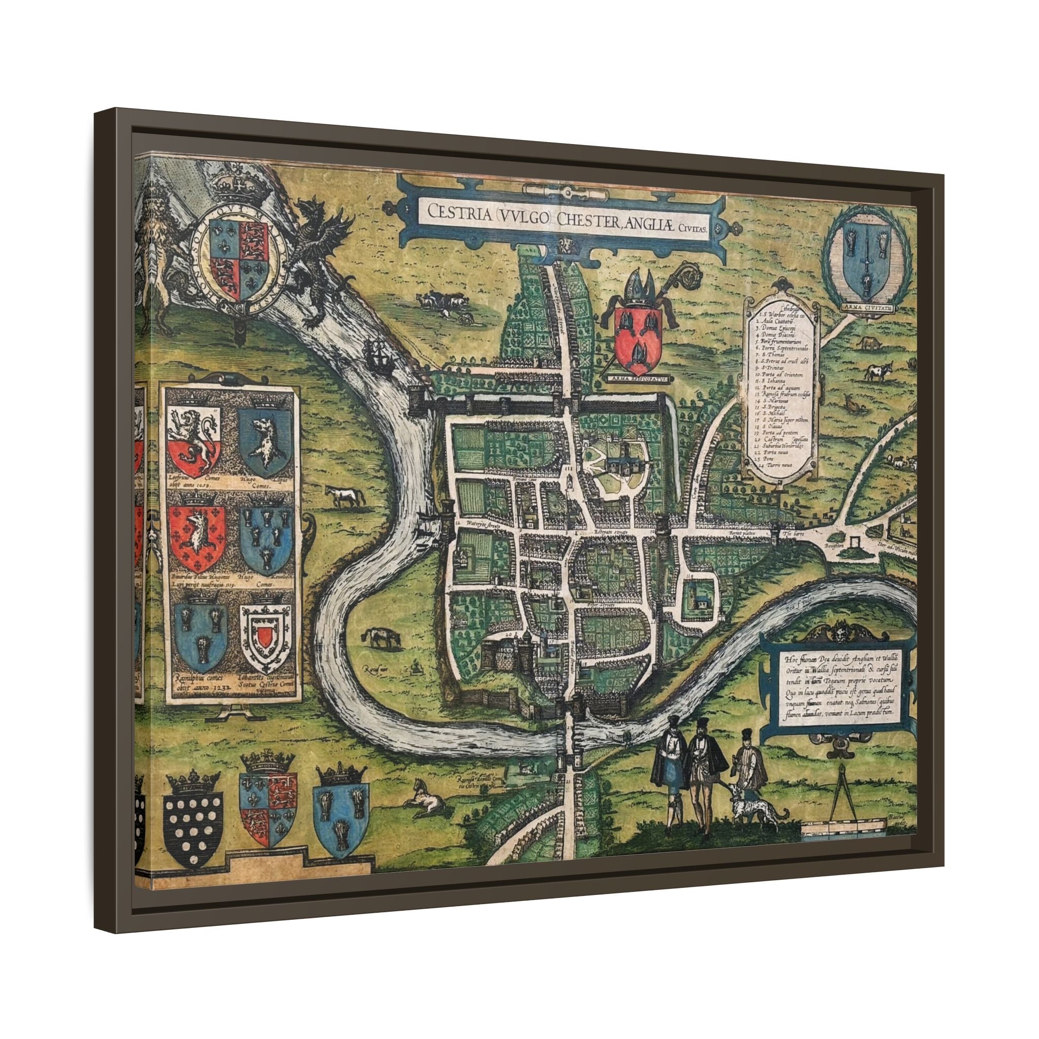 Chester, England by Braun and Hogenberg Framed Canvas Art Print