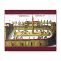 Antique Hand-Colored Engraving Canvas Print of a Roman Hippodrome (Circus Varianus), Chariot Racing Scene, Obelisk, Rome Antiquarian Print