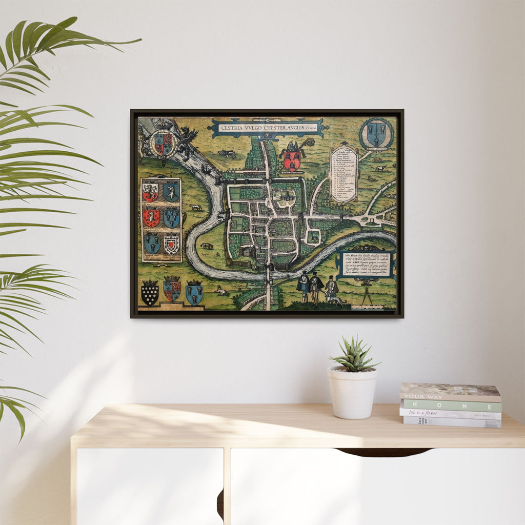 Chester, England by Braun and Hogenberg Framed Canvas Art Print
