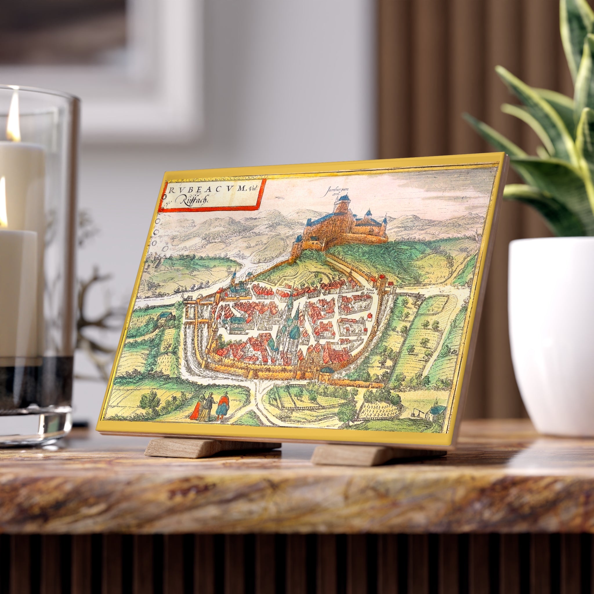 Rouffach City View Ceramic Tile | Braun and Hogenberg