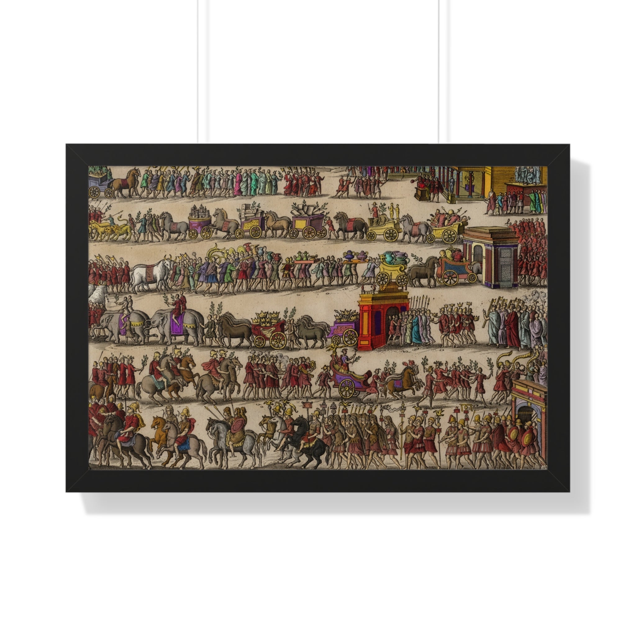 Roman Triumph Procession Framed Poster | Hand-Colored Engraving Print