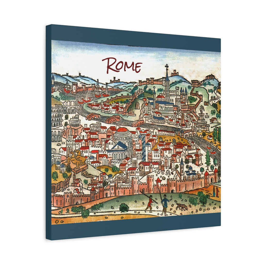 Renaissance Bird's-Eye Map of Rome Matte Canvas