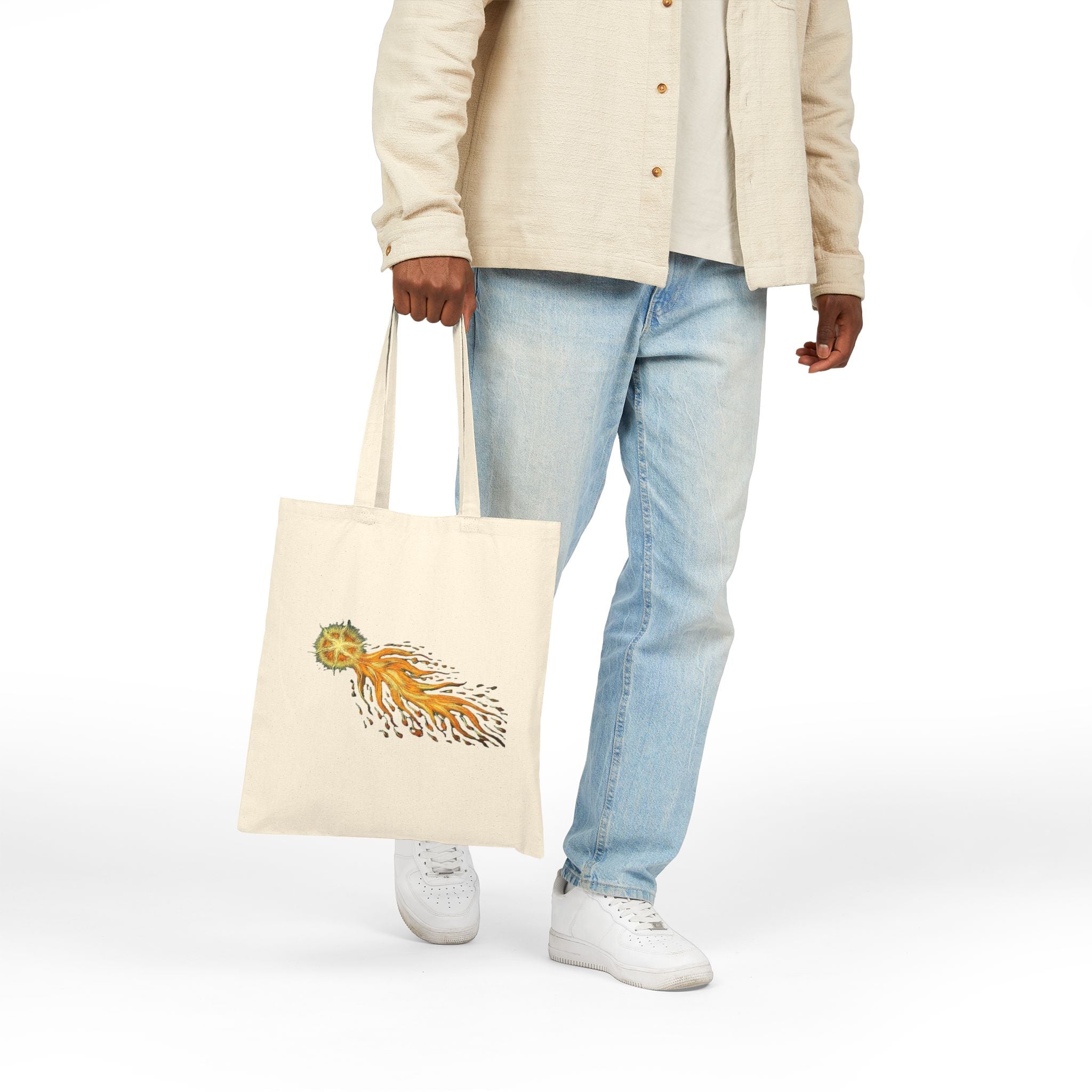 Halley's Comet Tote Bag | Cotton Canvas Astronomy Illustration