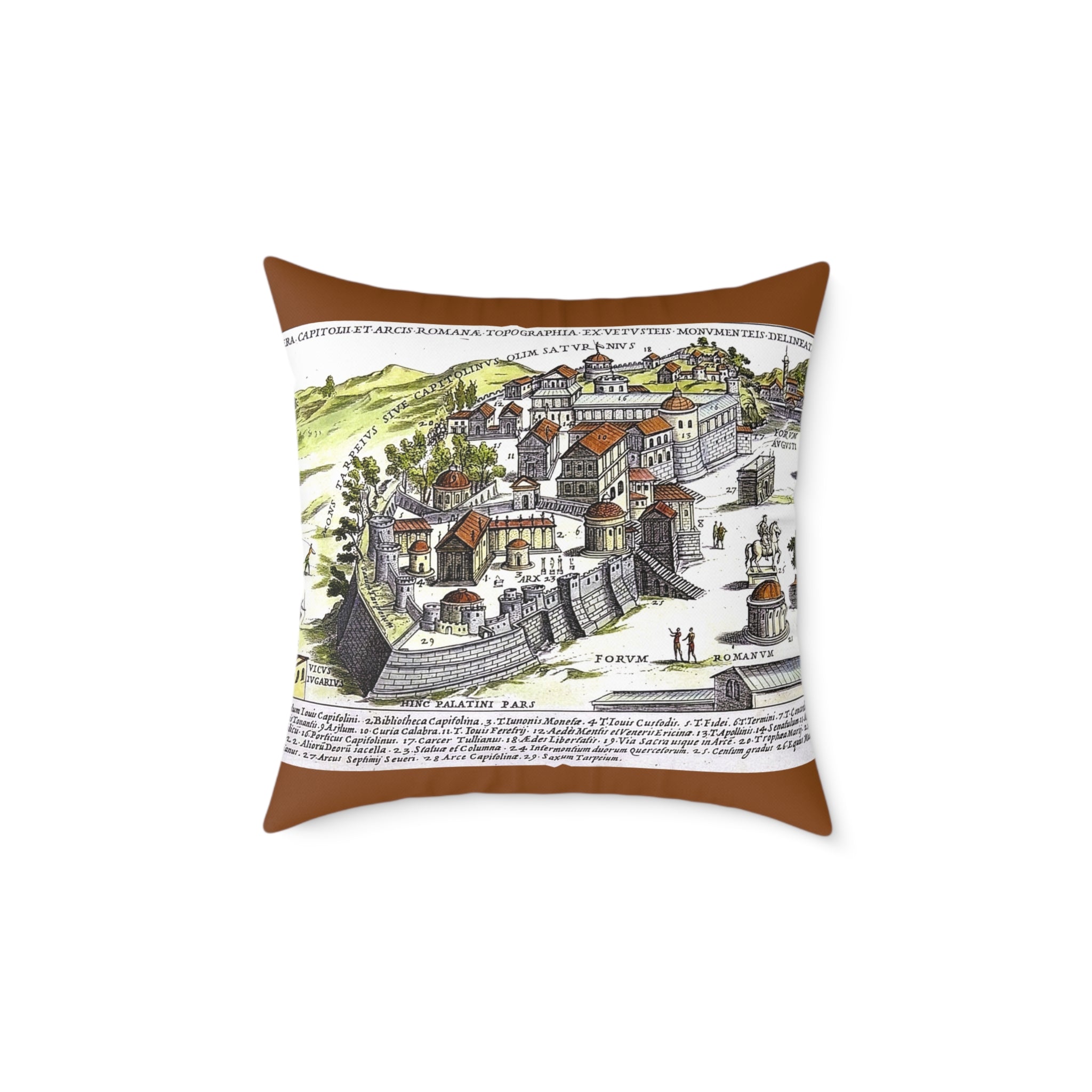 Capitoline Hill & Roman Forum, Ancient Rome Map Pillow | Ancient Rome Throw Pillow