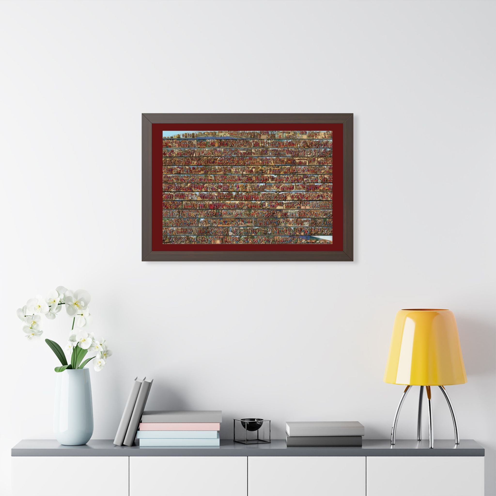 Colorized Trajan's Column Engraving Framed Art Print