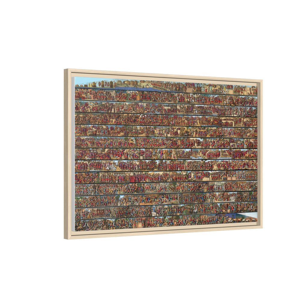 Colorized Depiction of Trajan's Column in Rome Framed Matte Canvas