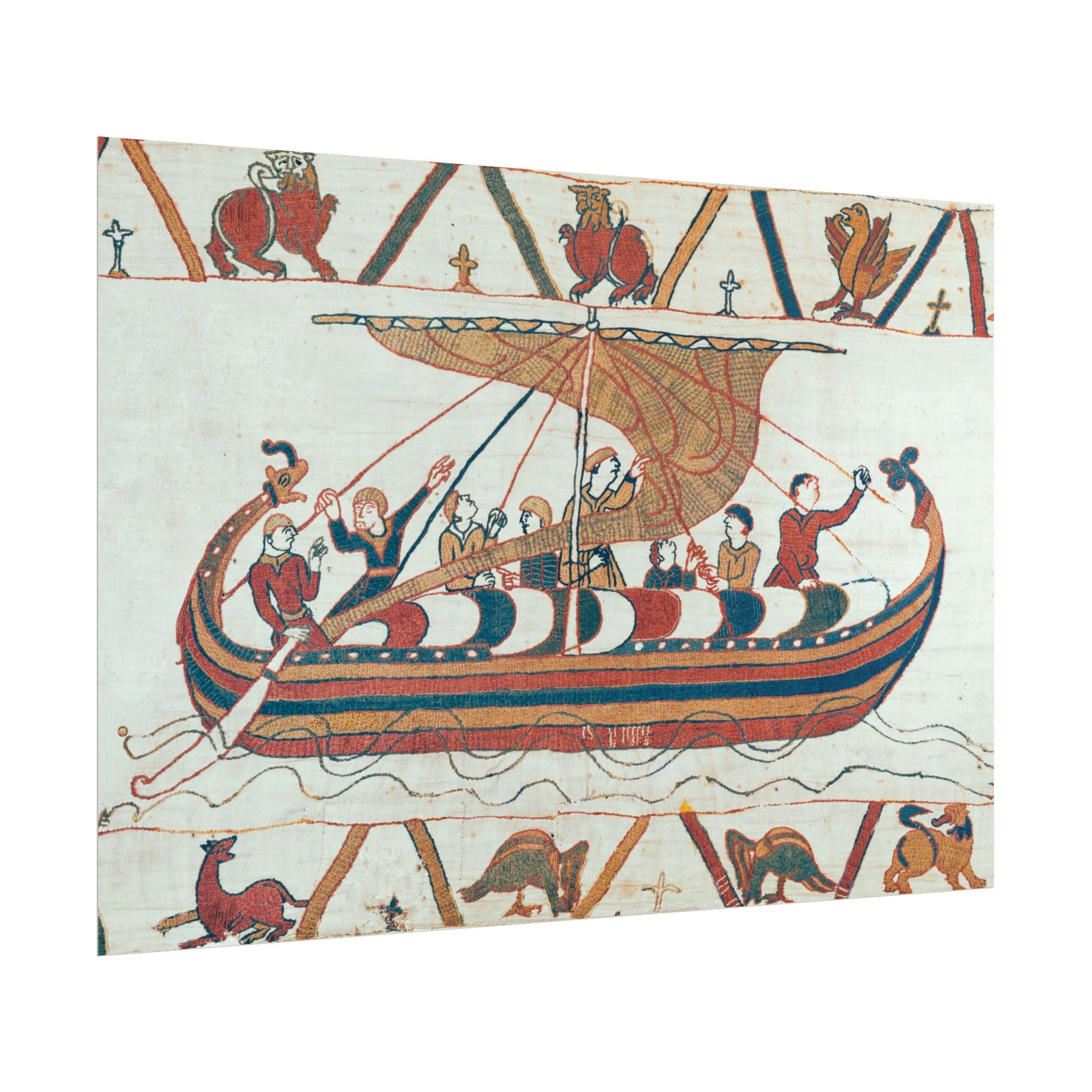 Bayeux Tapestry Norman Longship Rolled Poster | Nautical Historical Artwork