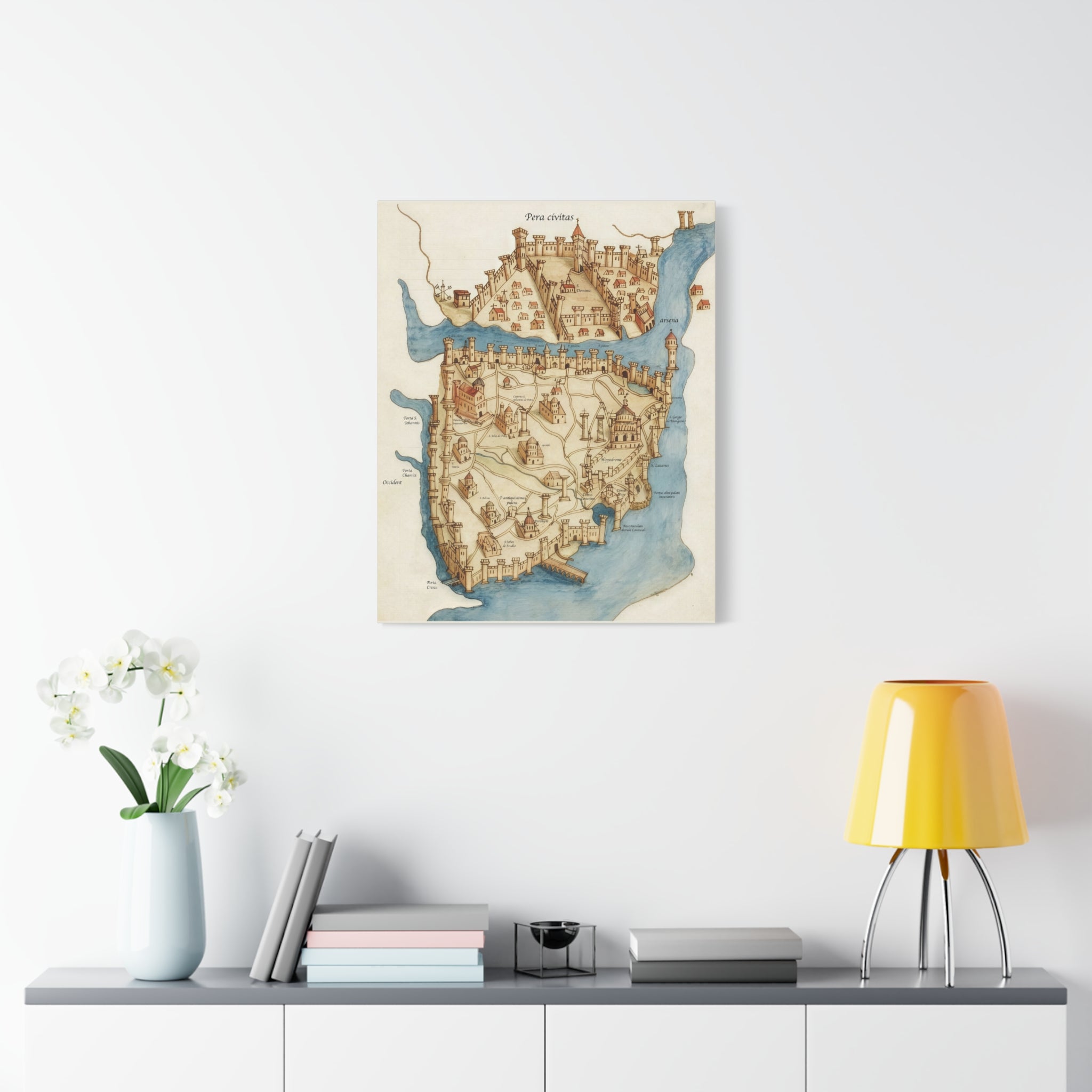 Medieval Constantinople City Map Canvas Print — Vintage Map Wall Art