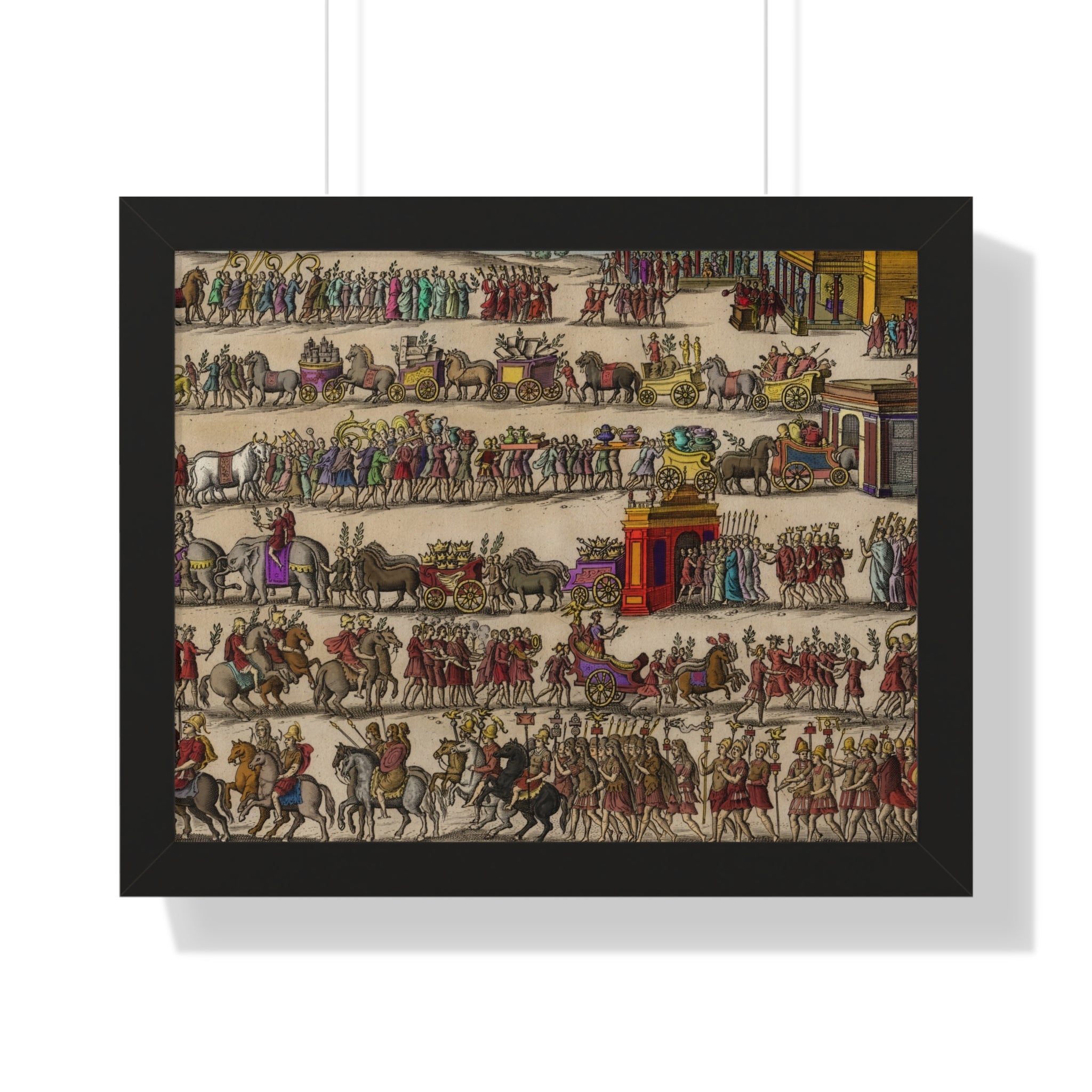 Roman Triumph Procession Framed Poster | Hand-Colored Engraving Print