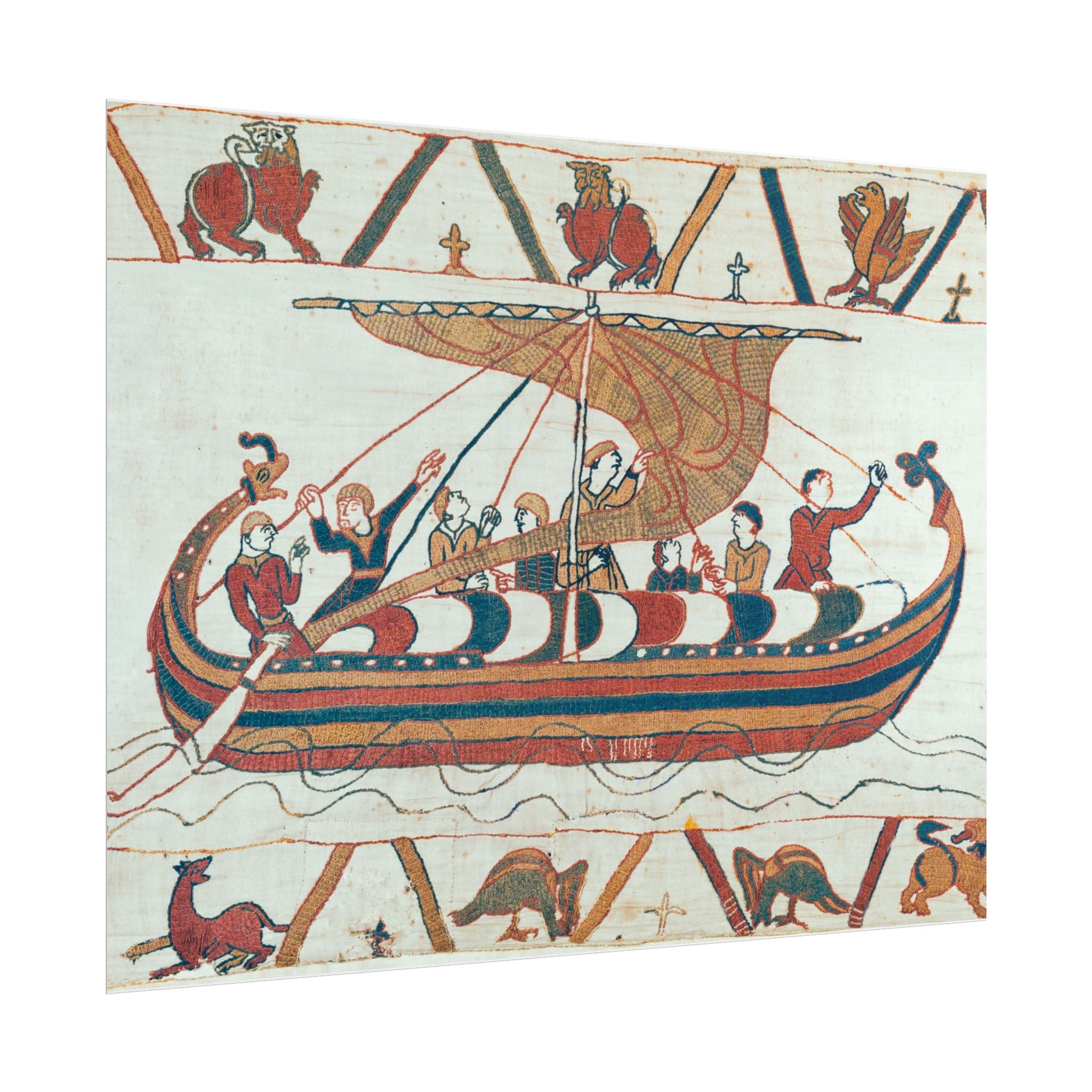 Bayeux Tapestry Norman Longship Rolled Poster | Nautical Historical Artwork