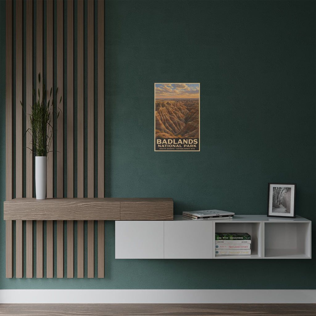 Badlands National Park Satin Poster — Vintage Travel Wall Art (300gsm)