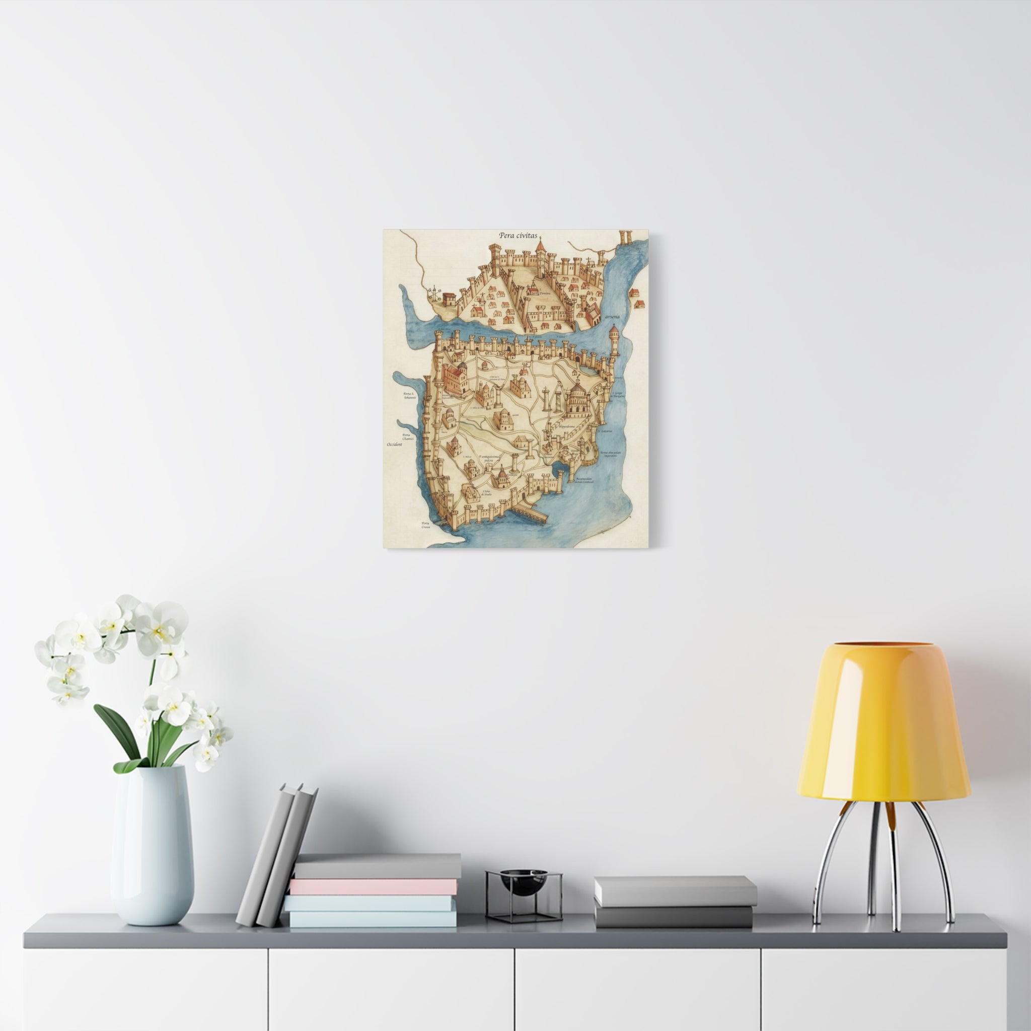 Medieval Constantinople City Map Canvas Print — Vintage Map Wall Art