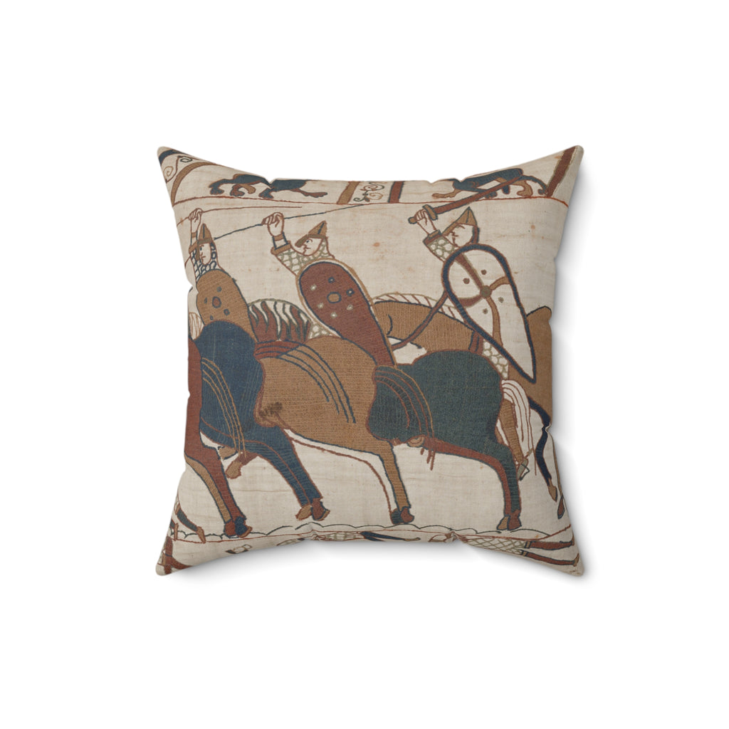 Bayeux Tapestry Battle of Hastings Cavalry Charge Faux Suede Square Pillow