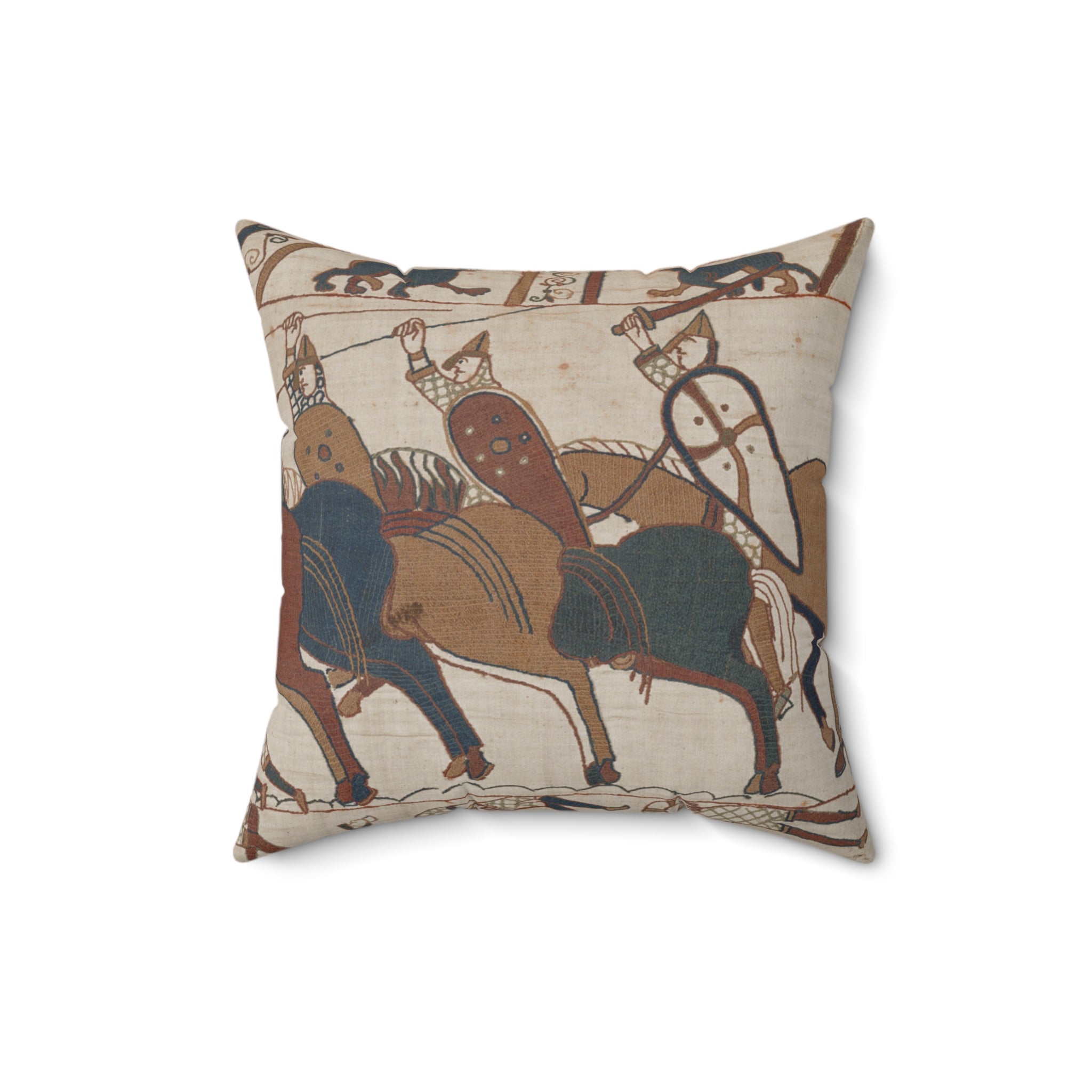 Bayeux Tapestry Battle of Hastings Cavalry Charge Faux Suede Square Pillow