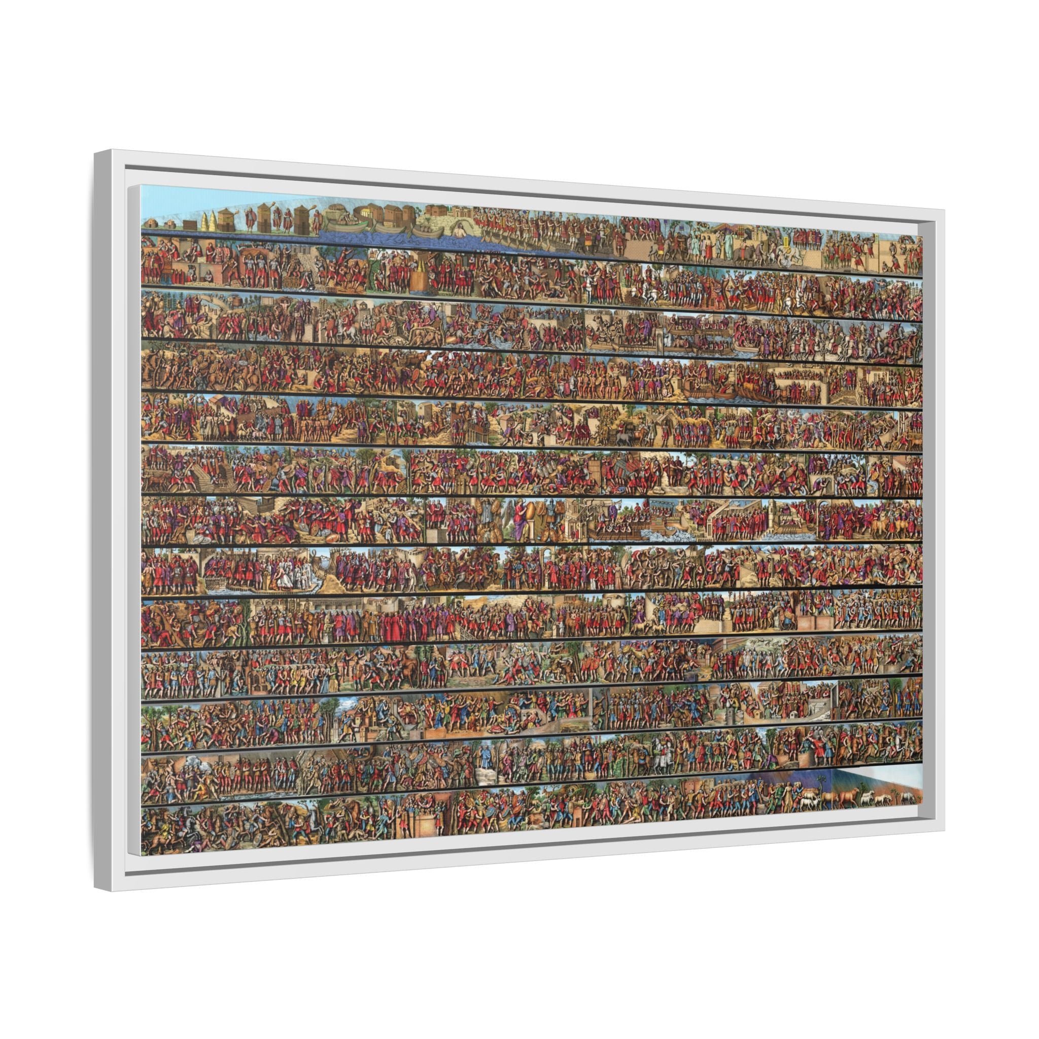 Colorized Depiction of Trajan's Column in Rome Framed Matte Canvas