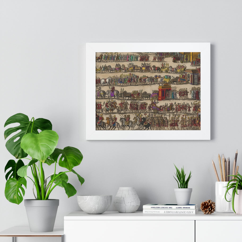 Roman Triumph Procession Framed Poster | Hand-Colored Engraving Print