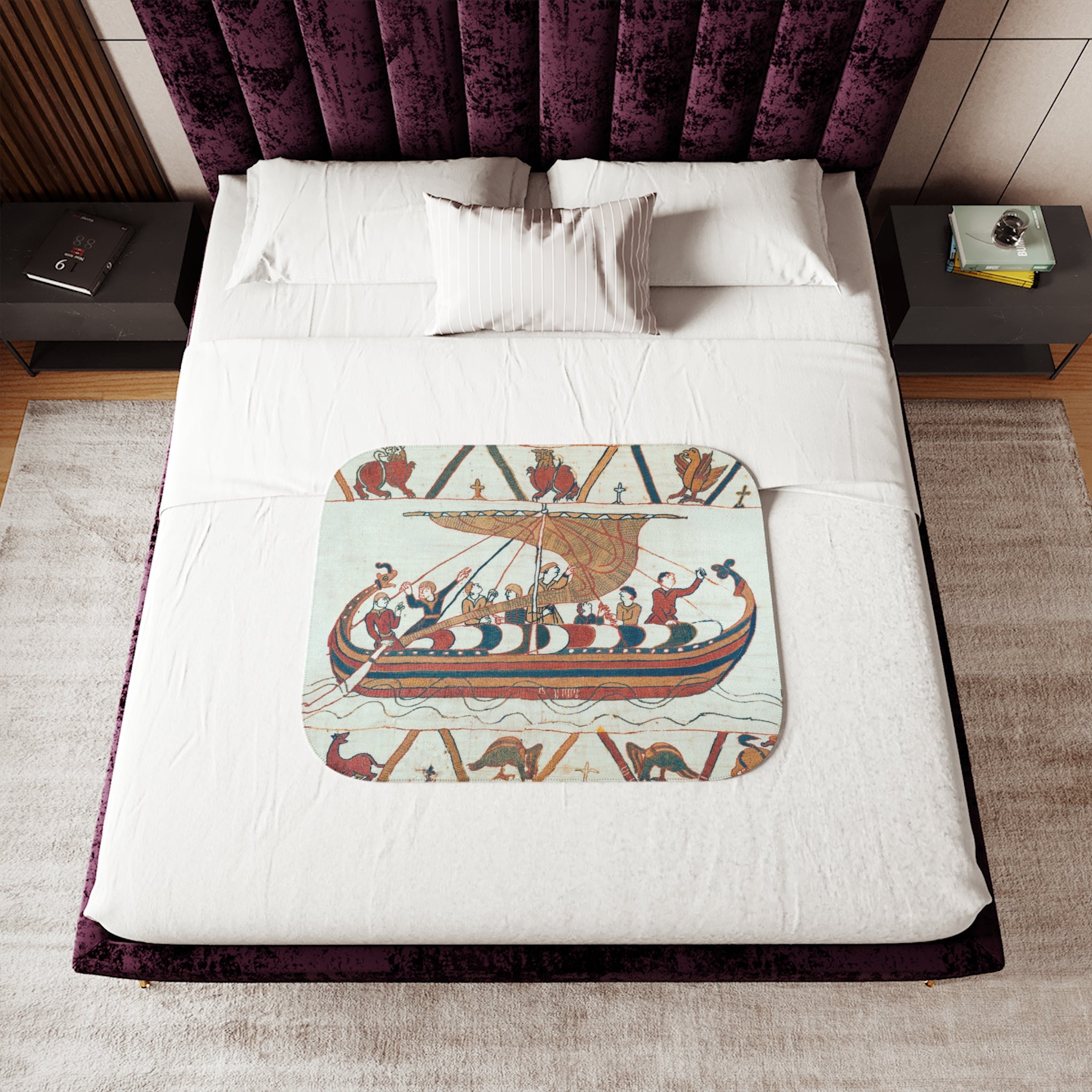 Bayeux Tapestry Norman Invasion Sherpa Blanket