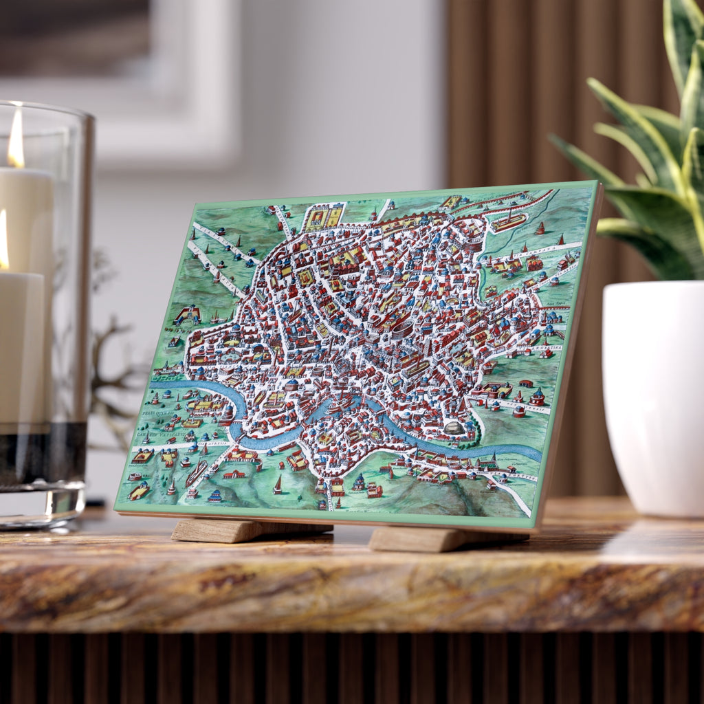 Ancient Rome Illustrated City Map Ceramic Photo Tile