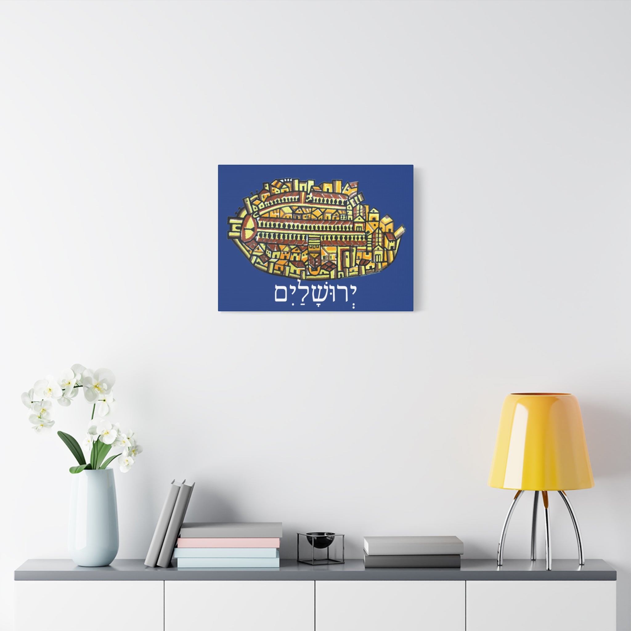 Jerusalem Madaba Map Stretched Canvas Art