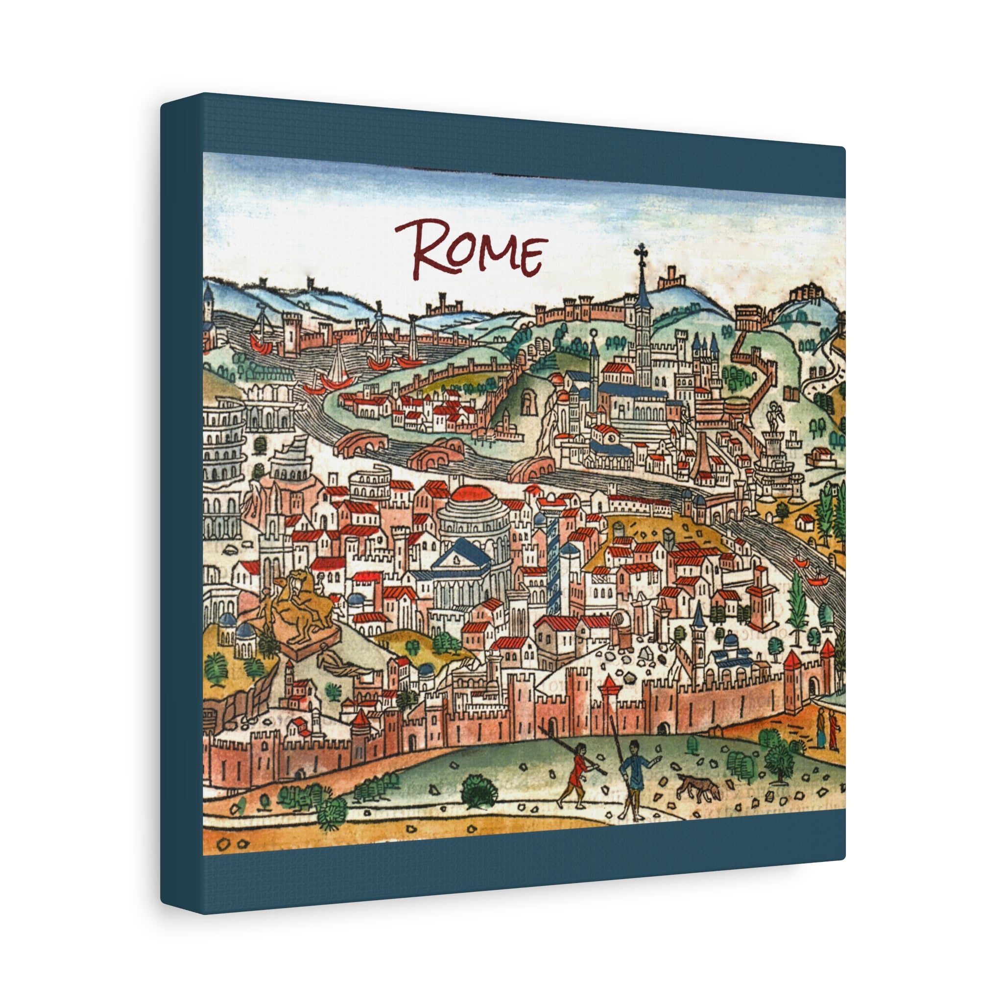 Renaissance Bird's-Eye Map of Rome Matte Canvas