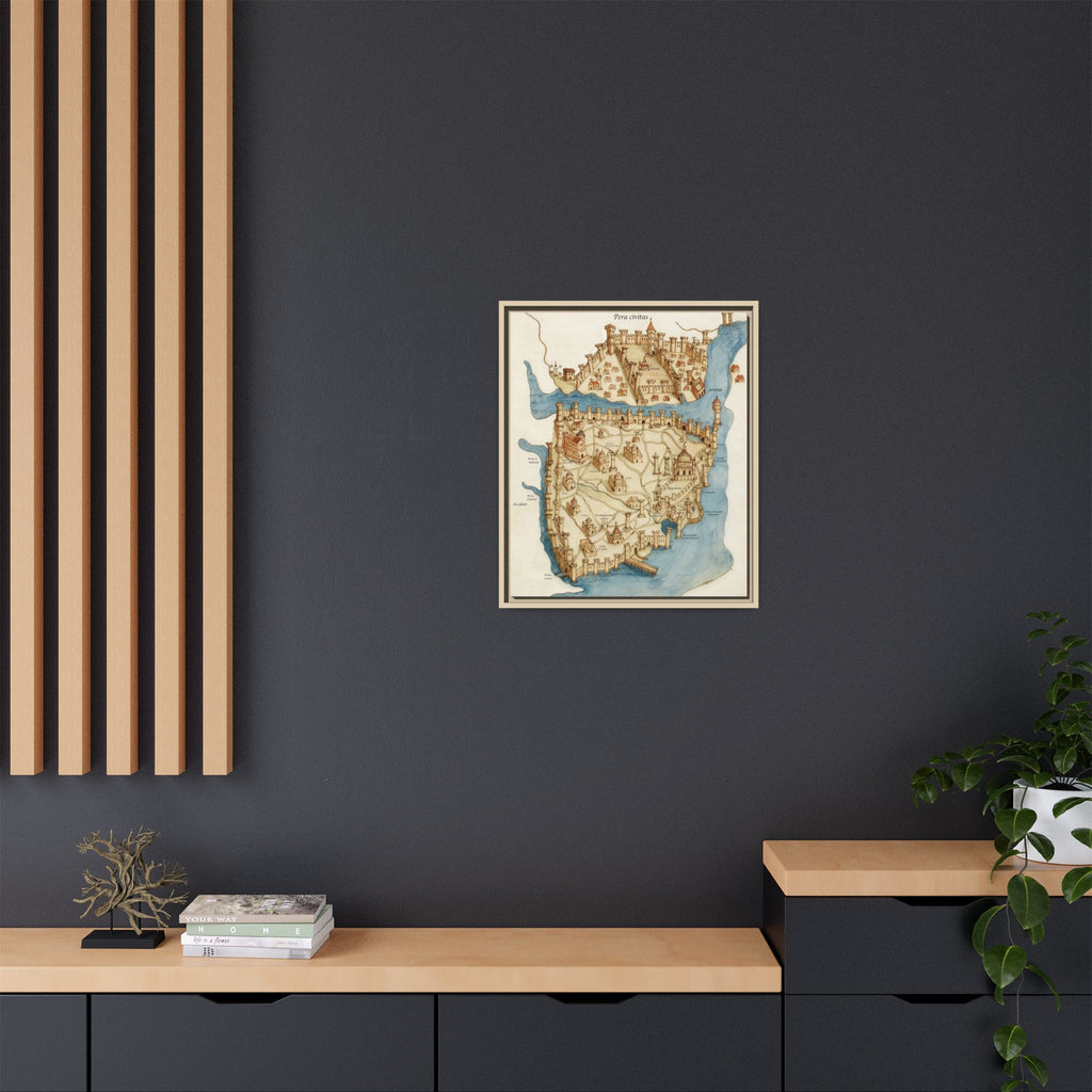 Framed Vintage Constantinople Map Canvas — Matte Nautical Wall Art