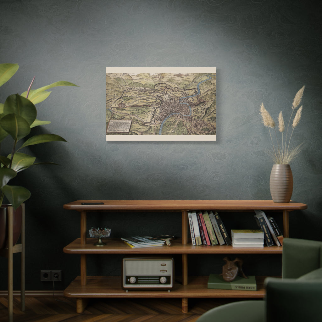 Antique City Map of Rome Matte Canvas Print — Vintage Stretched Wall Art