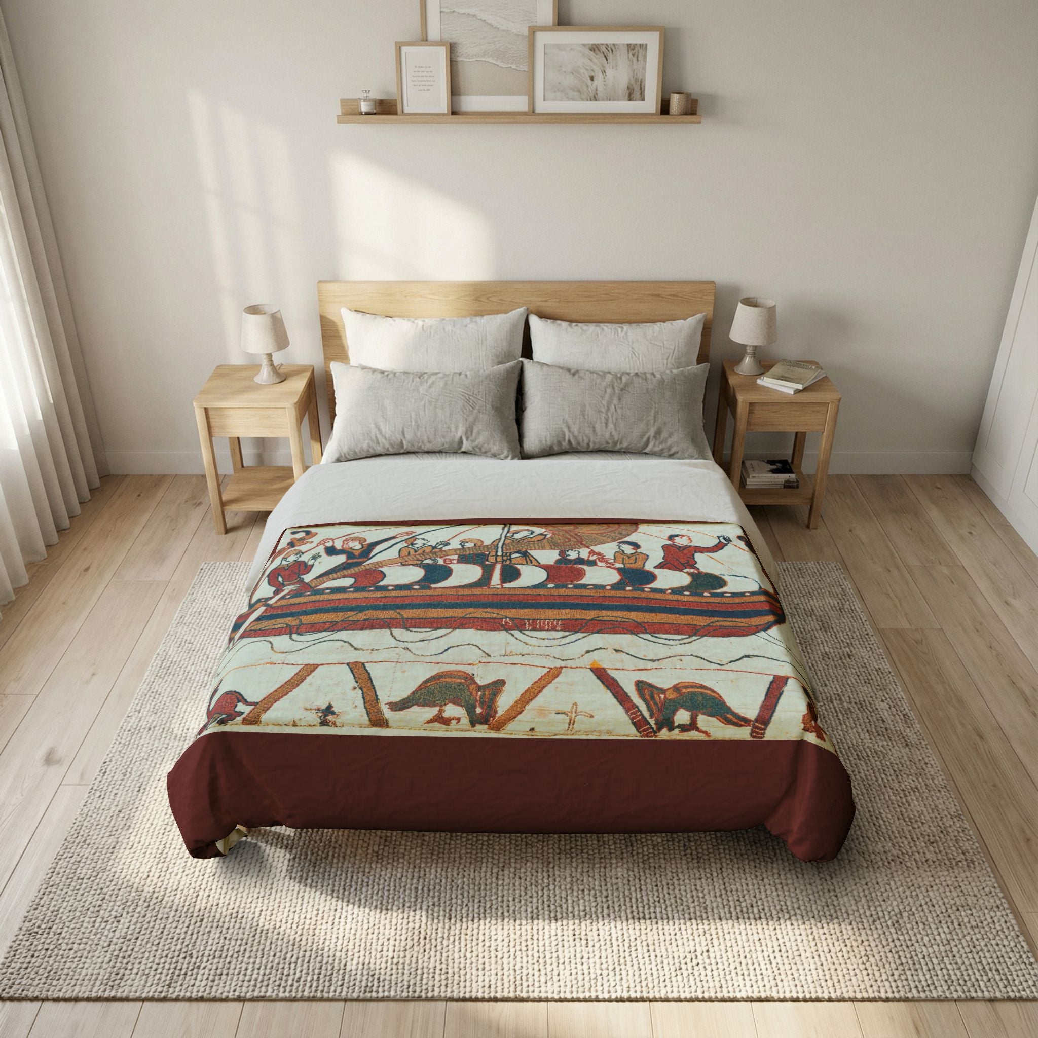 Bayeux Tapestry Norman Boat Duvet Cover | Medieval Invasion Scene