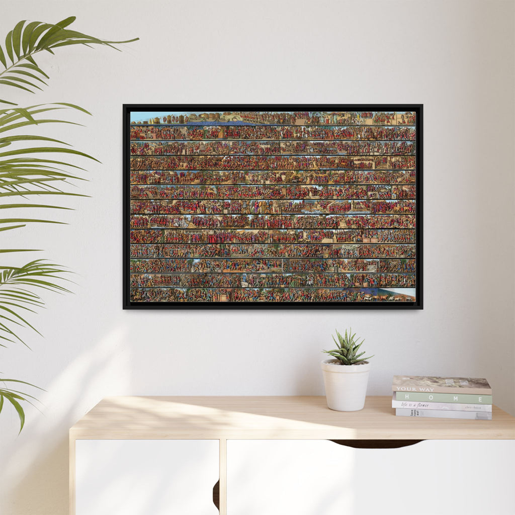 Colorized Depiction of Trajan's Column in Rome Framed Matte Canvas