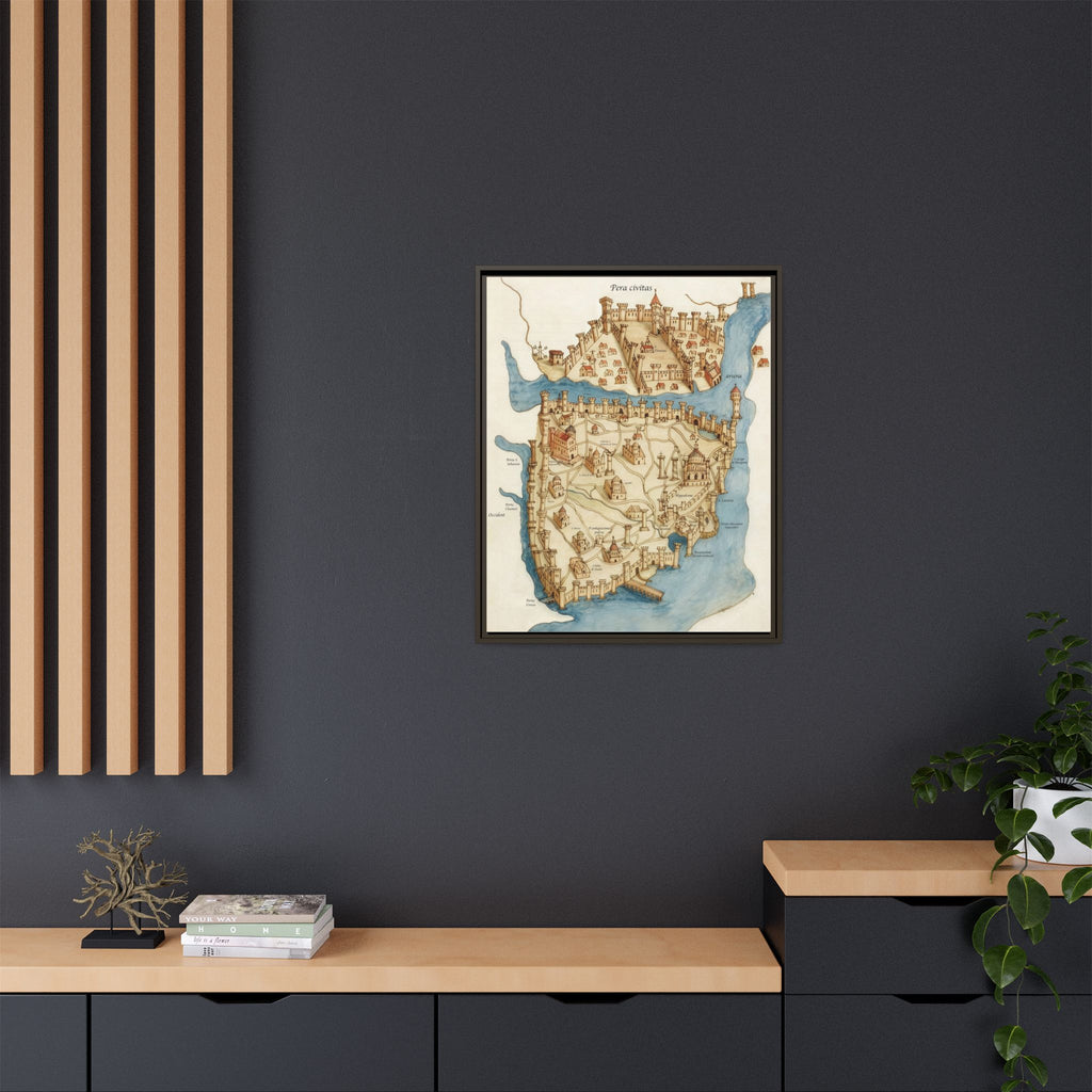 Framed Vintage Constantinople Map Canvas — Matte Nautical Wall Art