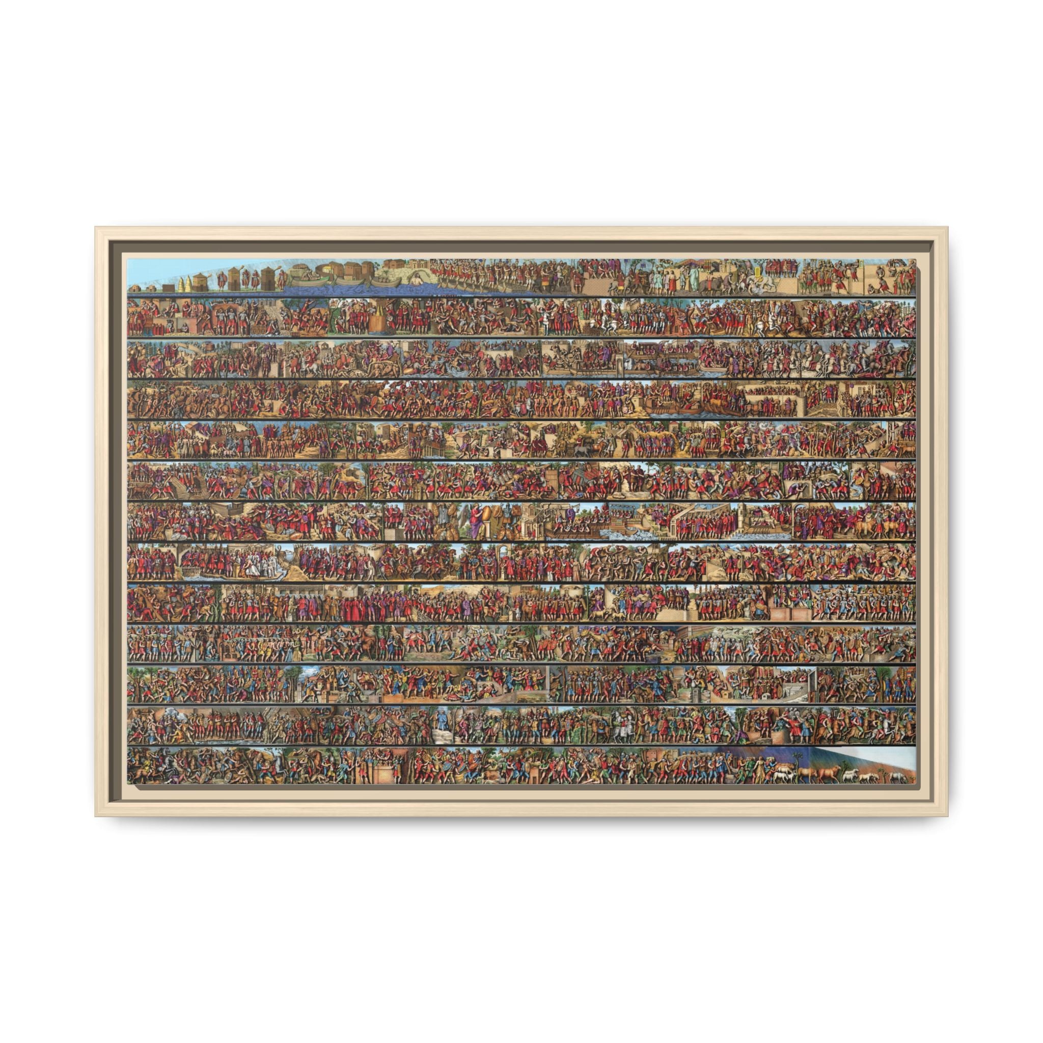 Colorized Depiction of Trajan's Column in Rome Framed Matte Canvas