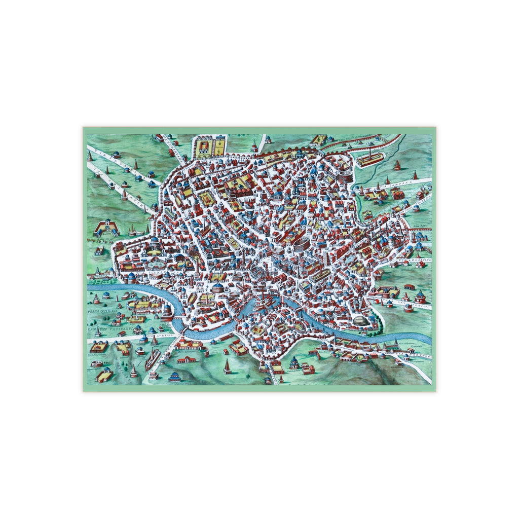 Ancient Rome Illustrated City Map Ceramic Photo Tile