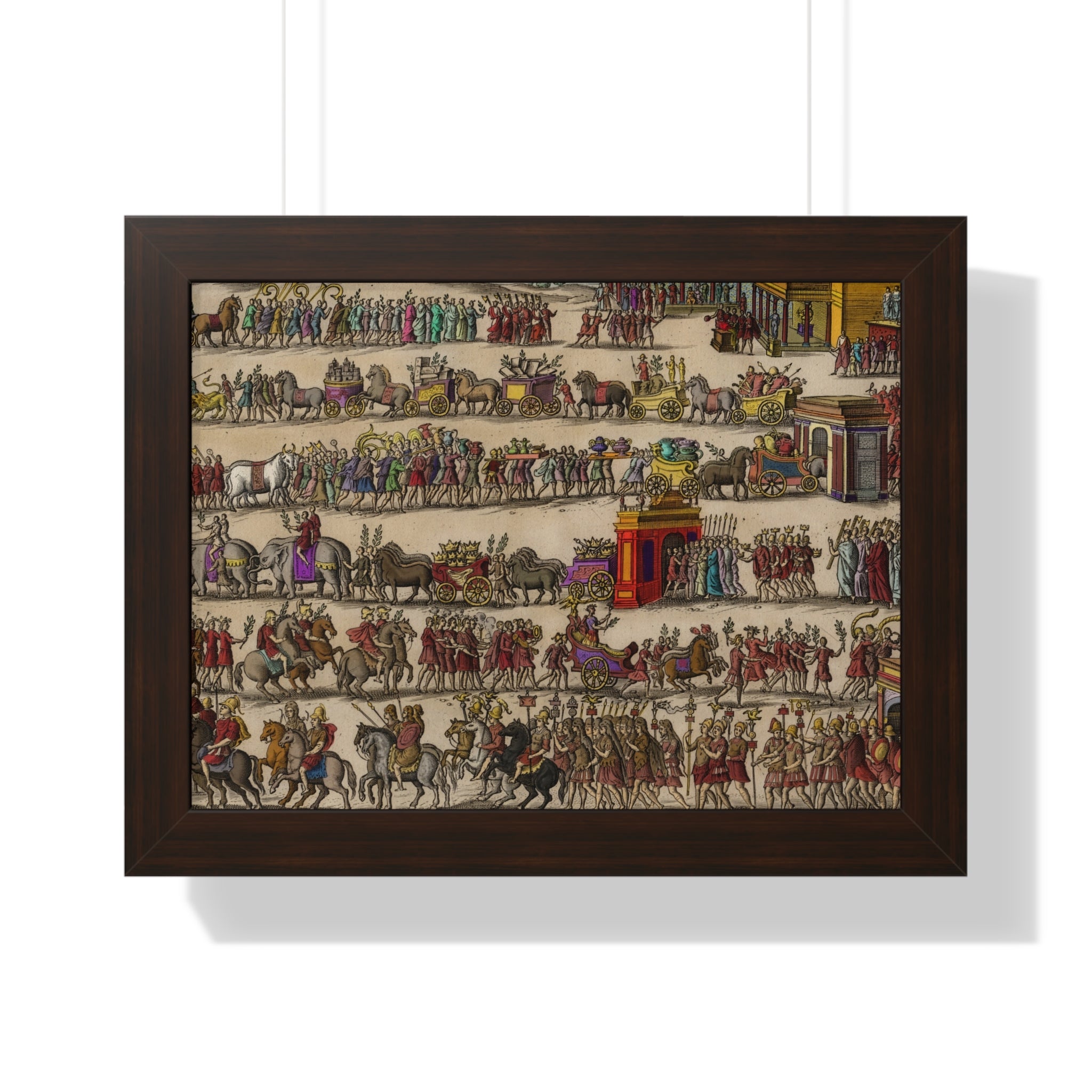 Roman Triumph Procession Framed Poster | Hand-Colored Engraving Print