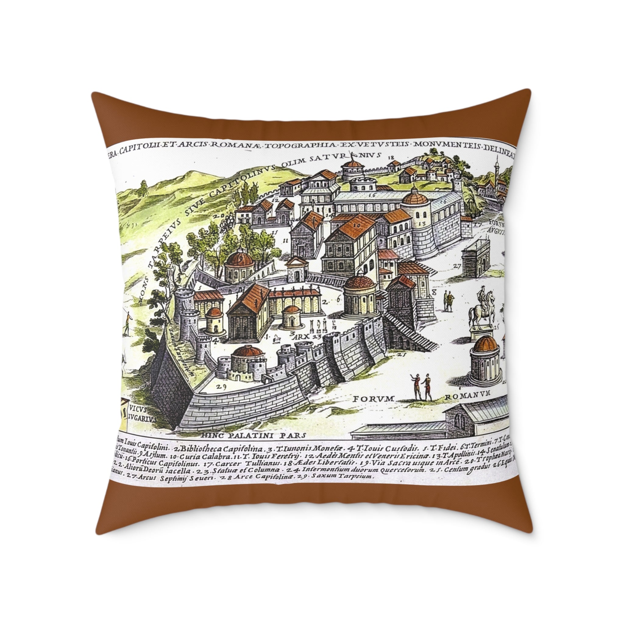 Capitoline Hill & Roman Forum, Ancient Rome Map Pillow | Ancient Rome Throw Pillow