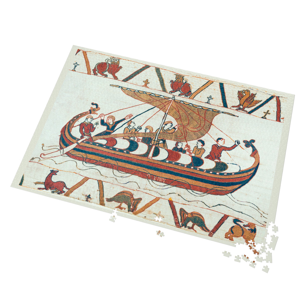 Bayeux Tapestry Norman Ship Jigsaw Puzzle with Tin | Historical Boat Illustration