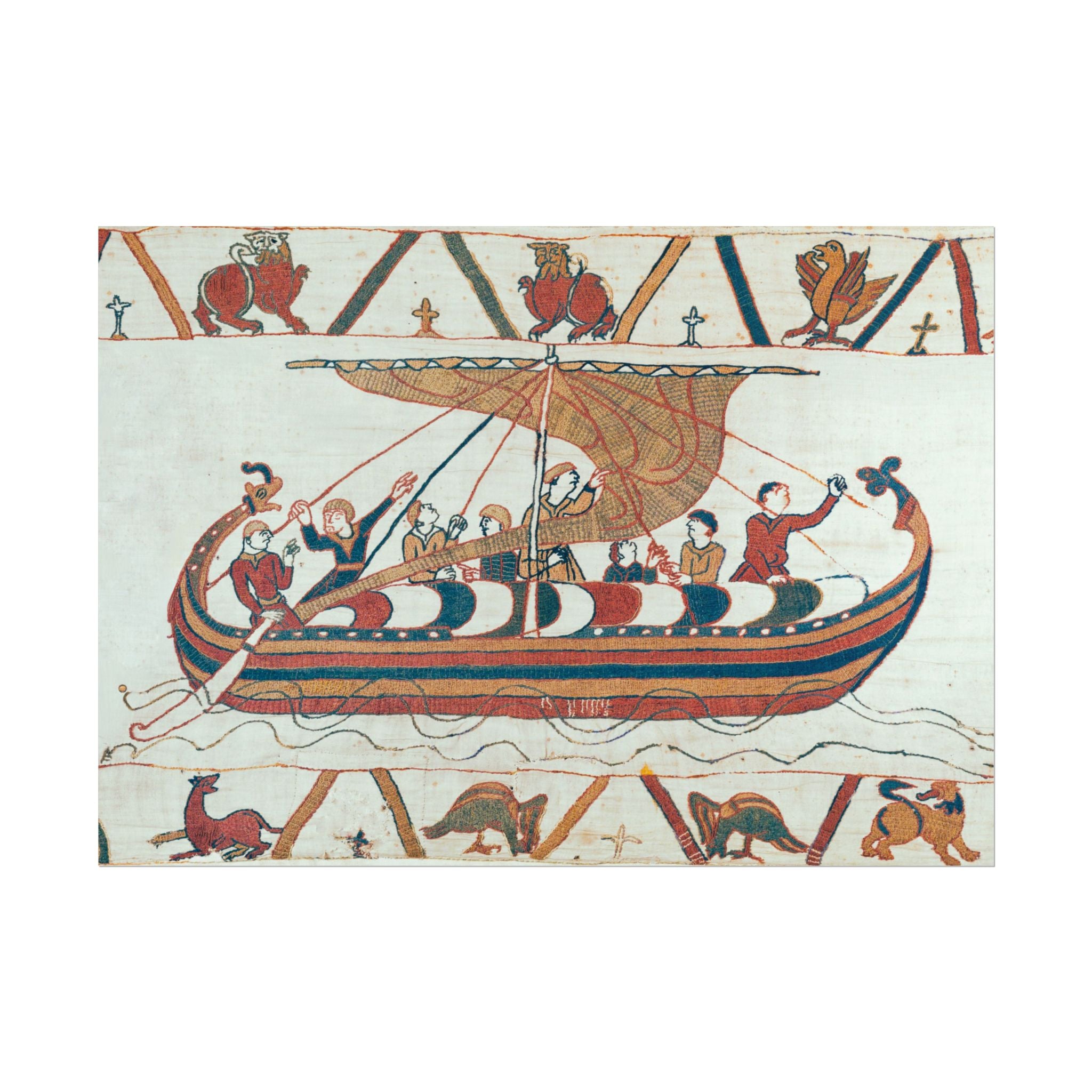 Bayeux Tapestry Norman Longship Rolled Poster | Nautical Historical Artwork