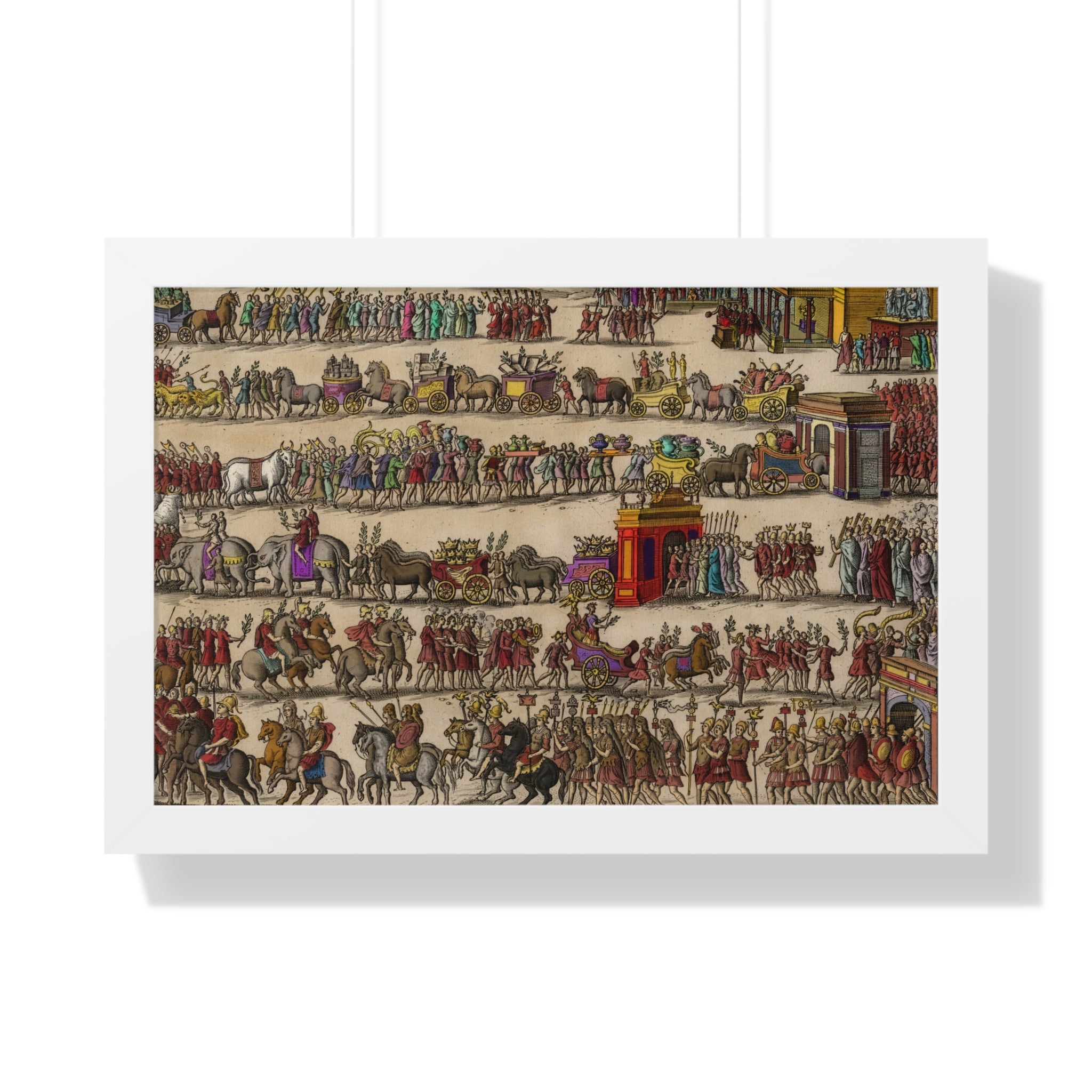 Roman Triumph Procession Framed Poster | Hand-Colored Engraving Print