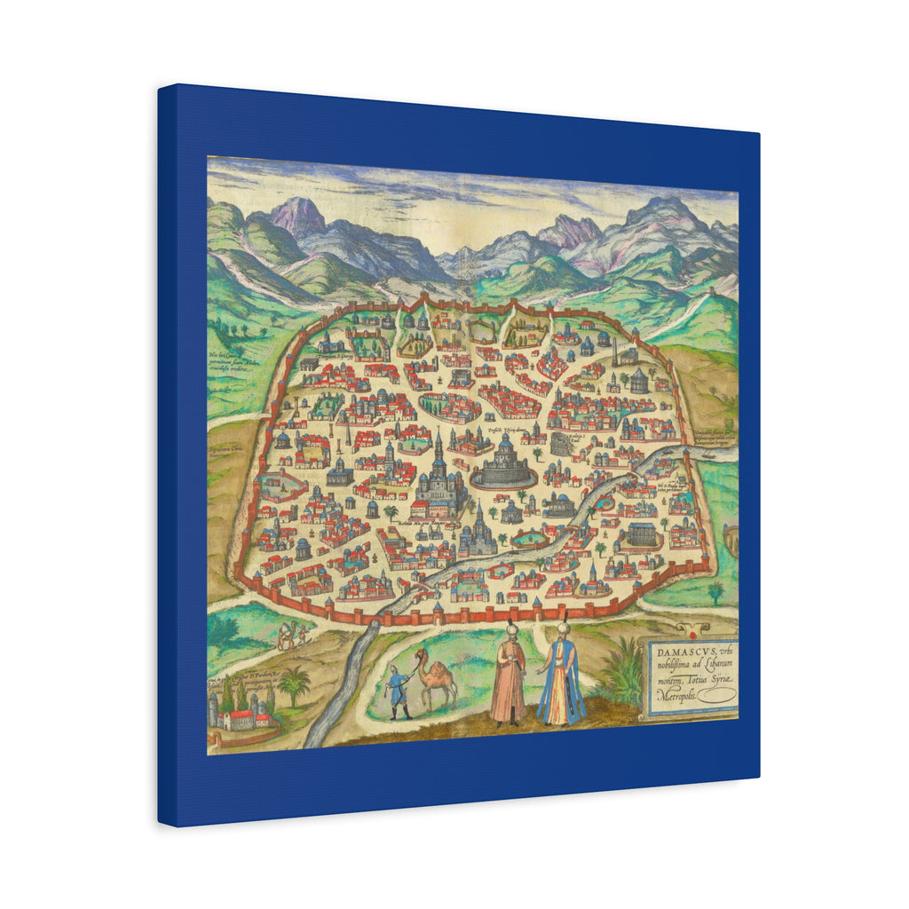 Antique Damascus Syria Birdseye City Map Matte Canvas