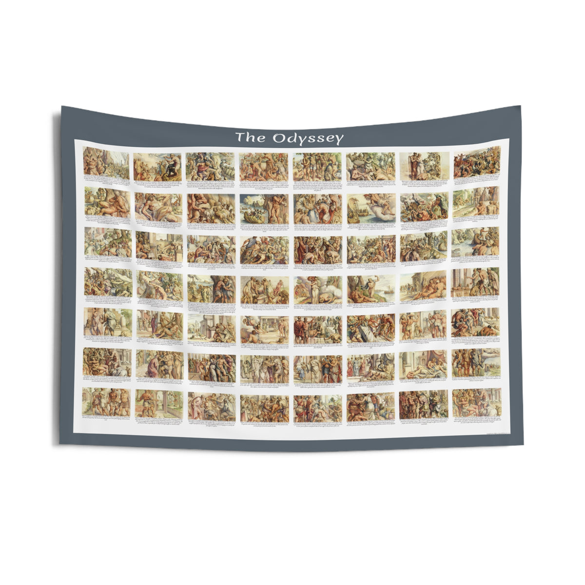 The Odyssey Collage Wall Tapestry | Illustrated Epic Scenes, Classical Myth Decor
