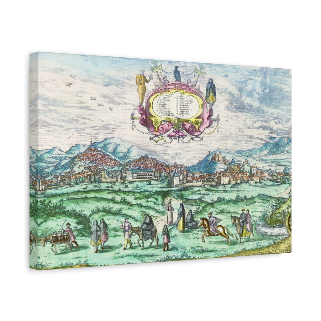 Granada Hand-Colored City View Matte Canvas