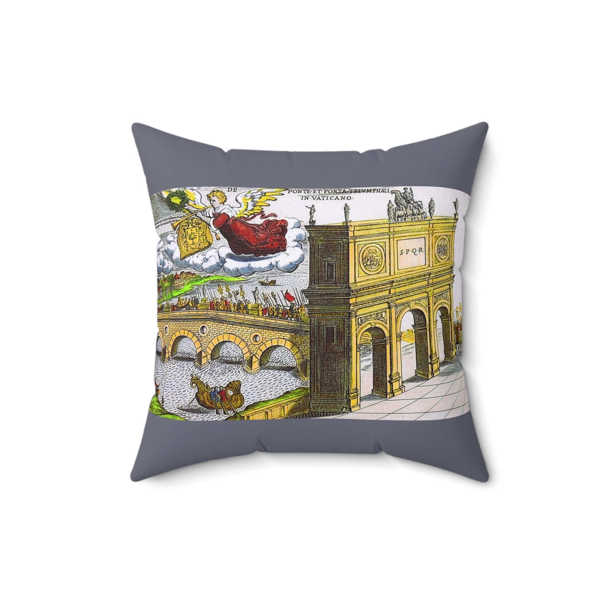 Antique Roman Engraving Vatican Procession Pillow | Classical Rome from Jacobus Lauro