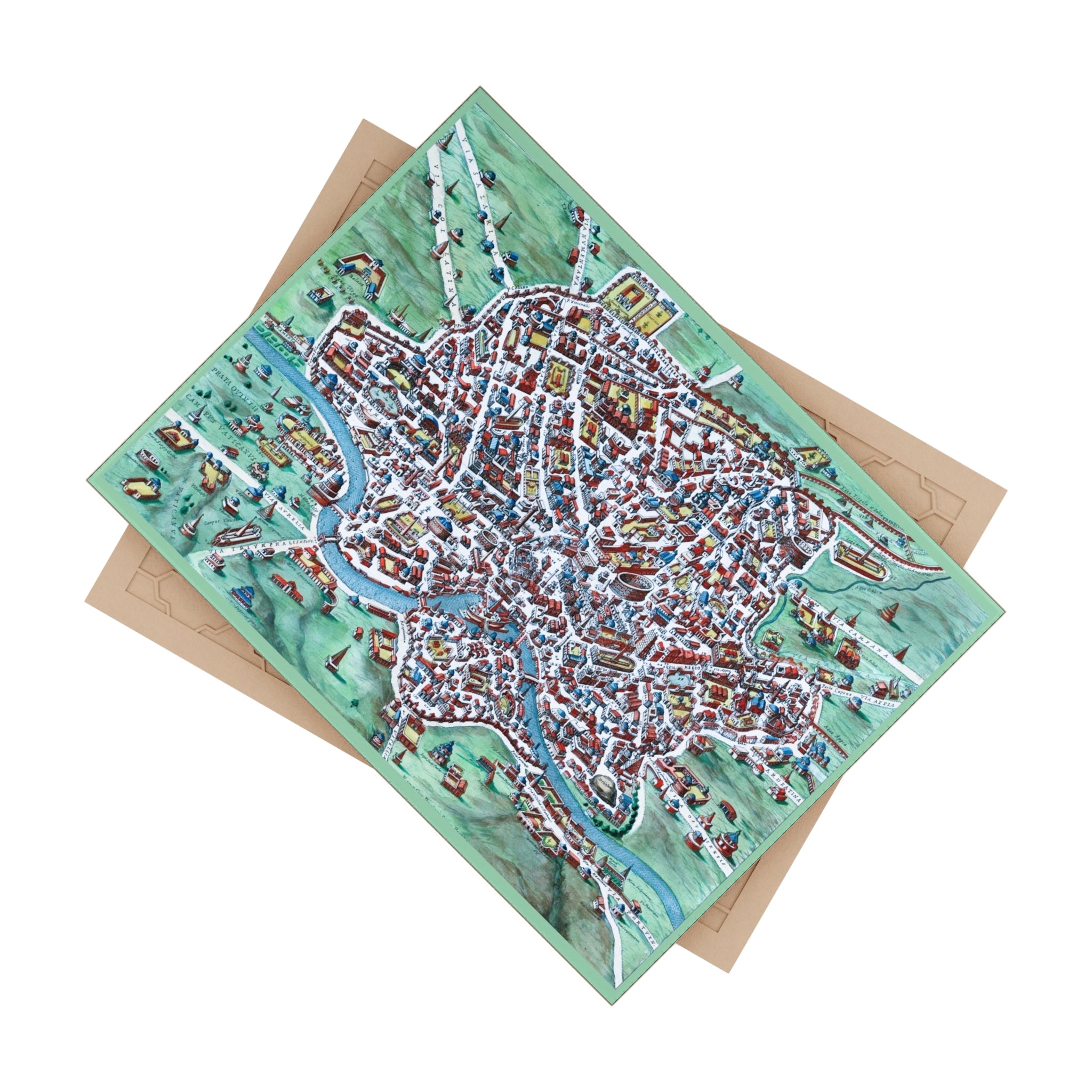 Ancient Rome Illustrated City Map Ceramic Photo Tile