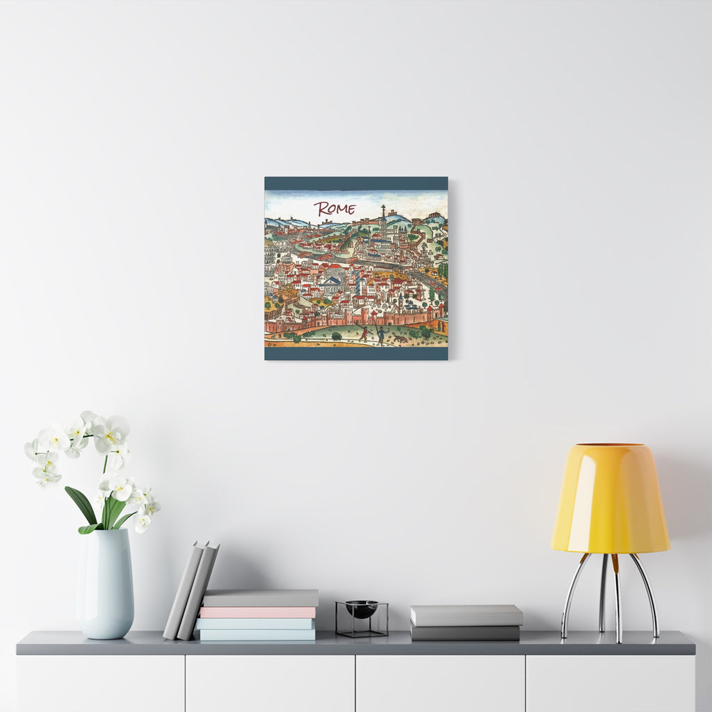 Renaissance Bird's-Eye Map of Rome Matte Canvas