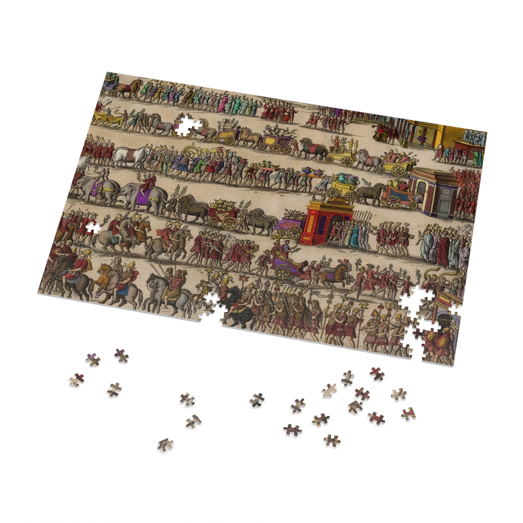 Roman Triumph Illustration Jigsaw Puzzle with Tin | Hand-Colored Engraving