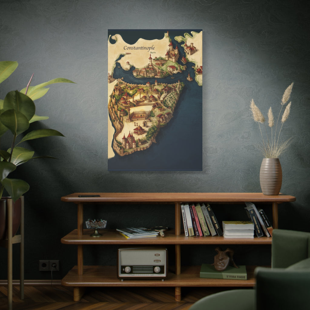 Constantinople Vintage Map Matte Canvas Print — Stretched 1.25"