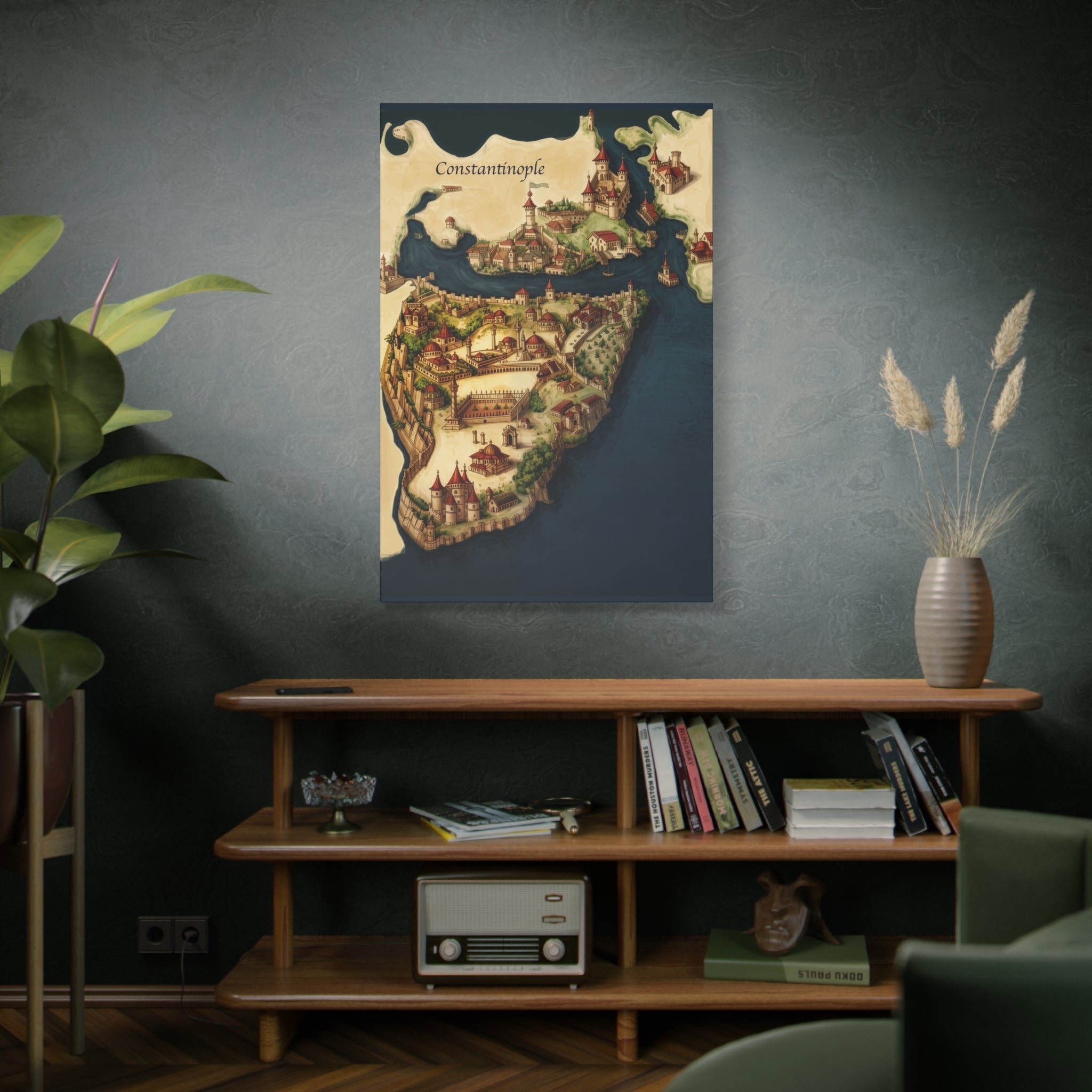 Constantinople Vintage Map Matte Canvas Print — Stretched 1.25"
