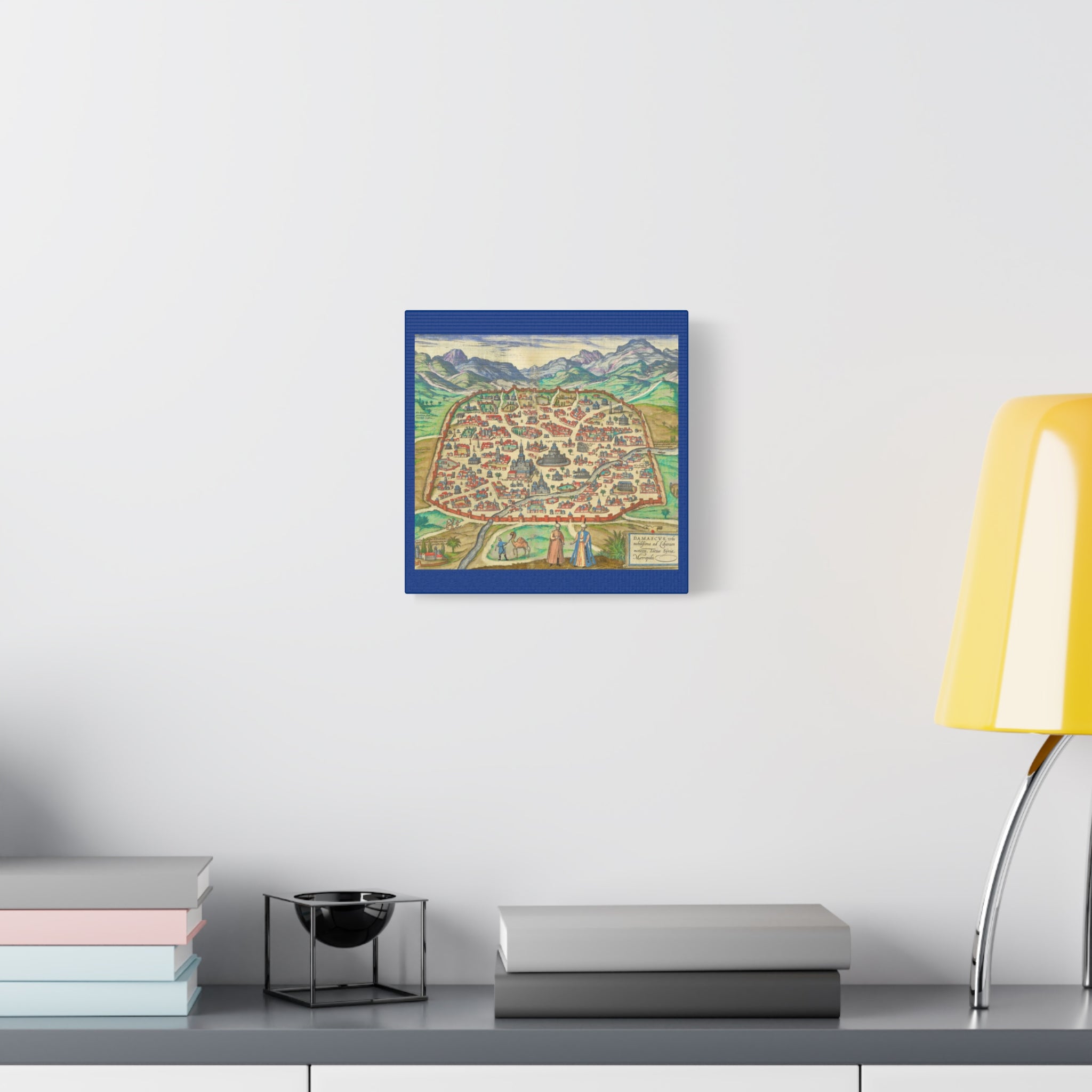 Antique Damascus Syria Birdseye City Map Matte Canvas